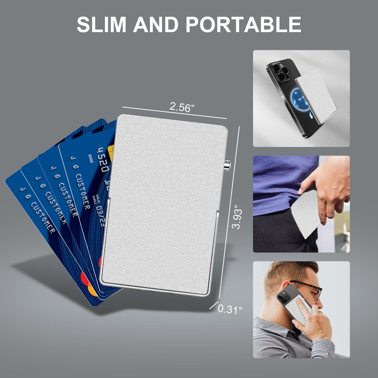 Slim Metal RFID-Blocking Wallet – Minimalist Card Holder with MagSafe Stand