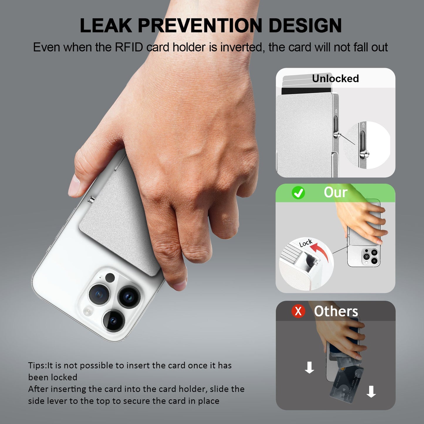 Slim Metal RFID-Blocking Wallet – Minimalist Card Holder with MagSafe Stand