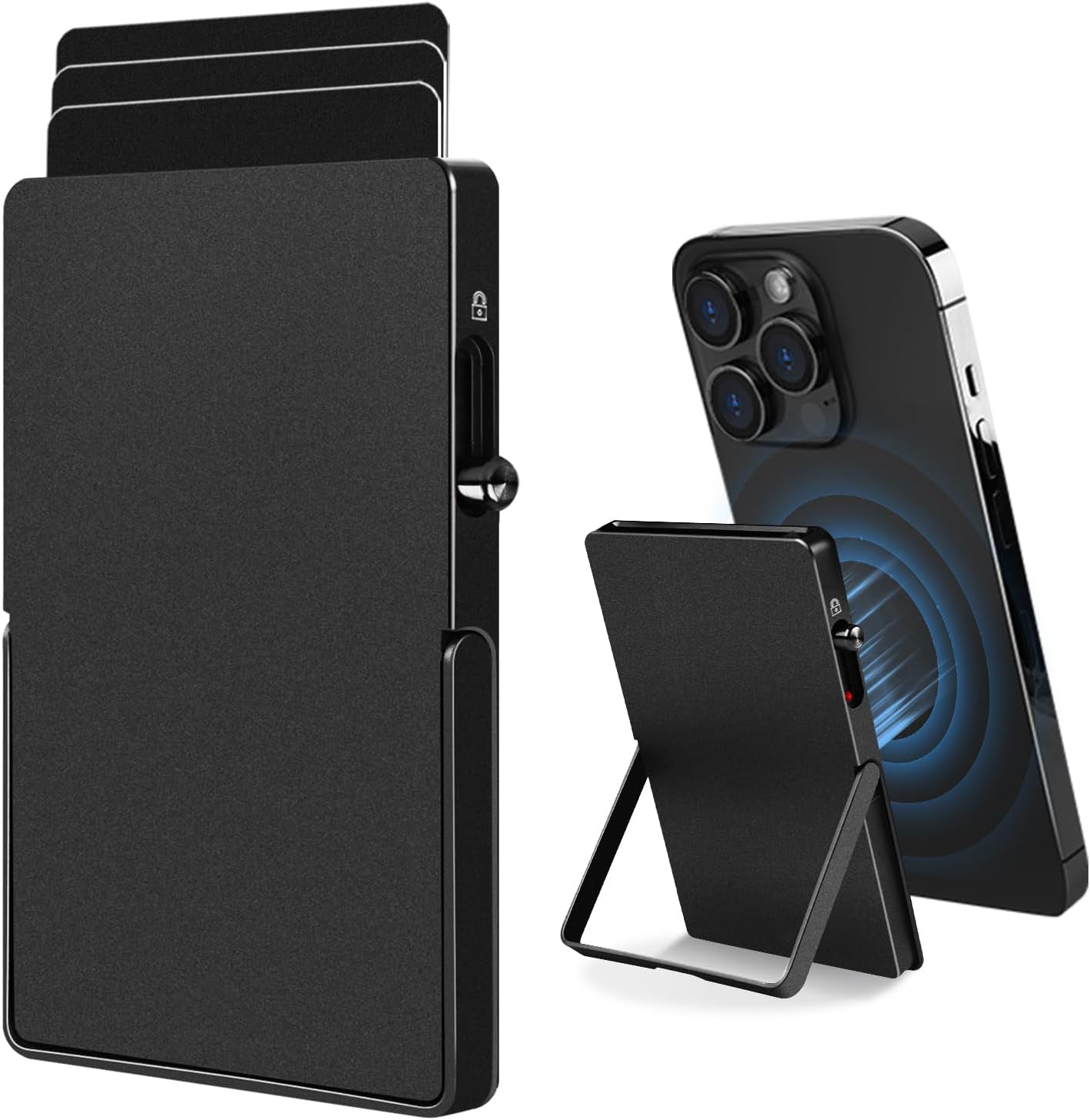 Slim Metal RFID-Blocking Wallet – Minimalist Card Holder with MagSafe Stand