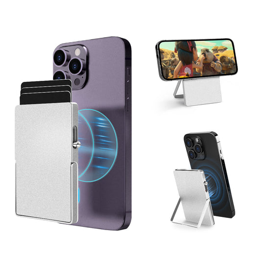 Slim Metal RFID-Blocking Wallet – Minimalist Card Holder with MagSafe Stand